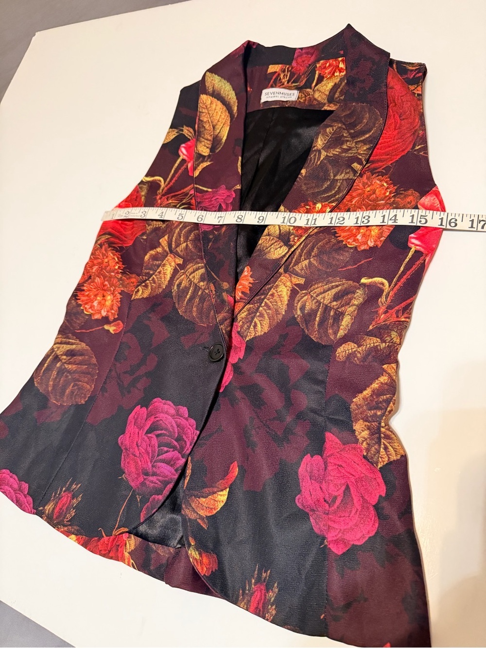 Seven Muses fitted floral print vest, haute couture Istambul Atelier, size XS - Picture 3 of 10